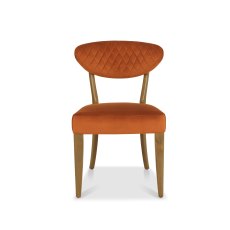 Bosco Rustic Oak Chair in Rust Velvet Fabric