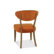 Bosco Rustic Oak Chair in Rust Velvet Fabric