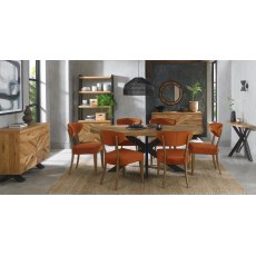 Bosco Rustic Oak Chair in Rust Velvet Fabric