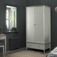 Larsen Scandi Oak & Soft Grey Double Wardrobe