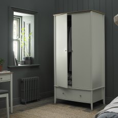 Larsen Scandi Oak & Soft Grey Double Wardrobe