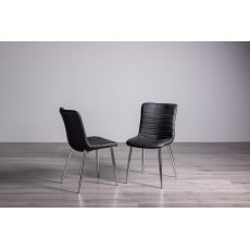 Christo Black Marble Effect Glass 4 Seater Dining Table & 4 Rothko Black Faux Leather Chairs