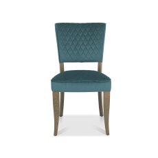 Constable Fumed Oak Chairs in Azure Velvet Fabric