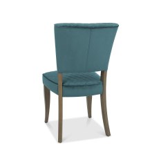Constable Fumed Oak Chairs in Azure Velvet Fabric