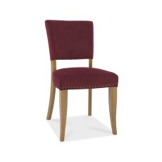 Lowry Rustic Oak Uph Chairs in Crimson Velvet Fabric