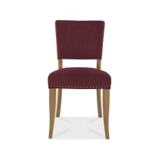 Lowry Rustic Oak Uph Chairs in Crimson Velvet Fabric