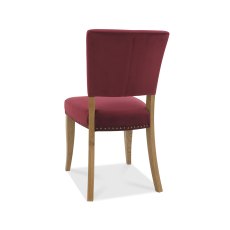 Lowry Rustic Oak Uph Chairs in Crimson Velvet Fabric