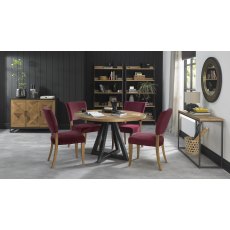 Lowry Rustic Oak Uph Chairs in Crimson Velvet Fabric