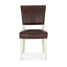 Rivera Ivory Rustic Espresso Faux Leather Dining Chairs