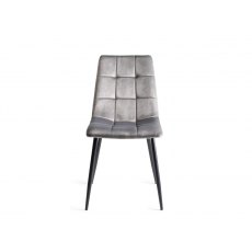 Martini Tempered Glass 6 Seater Dining Table & 6 Mondrian Grey Velvet Fabric Chairs