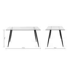 Martini Tempered Glass 6 Seater Dining Table & 6 Mondrian Grey Velvet Fabric Chairs