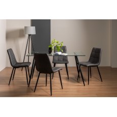 Martini Tempered Glass 6 Seater Dining Table & 4 Mondrian Dark Grey Faux Leather Chairs