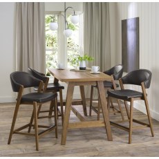 Rosen Rustic Oak Upholstered Bar Stool in an Old West Vintage Fabric (Single)