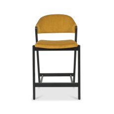 Rosen Peppercorn Upholstered Bar Stool in a Dark Mustard Velvet Fabric (Single)