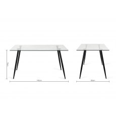 Martini Tempered Glass 6 Seater Dining Table & 4 Mondrian Grey Velvet Fabric Chairs