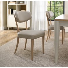 Norman Scandi Oak Upholstered Chairs in Ivory Bonded Leather