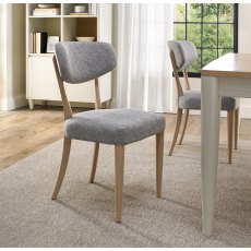 Norman Scandi Oak Upholstered Chairs in Grey Fabric