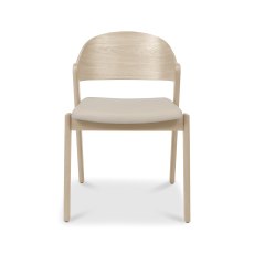 Astra Scandi Oak Ply Back Chair in Ivory Bonded Leather