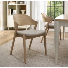 Astra Scandi Oak Ply Back Chair in Ivory Bonded Leather