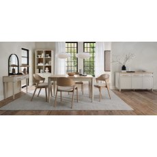Astra Scandi Oak Ply Back Chair in Ivory Bonded Leather
