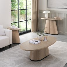 Astra Scandi Oak & Peppercorn Oval Coffee Table