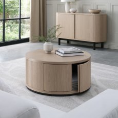 Astra Scandi Oak & Peppercorn Round Coffee Table