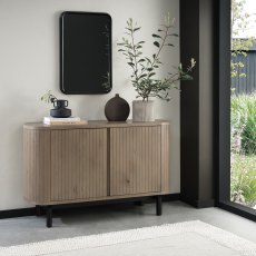 Astra Grey Oiled Oak & Peppercorn Narrow Sideboard