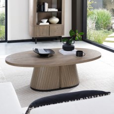 Astra Grey Oiled Oak & Peppercorn Oval Coffee Table
