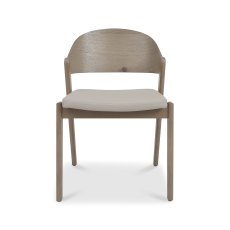 Astra Grey Oiled Oak Ply Back Chair in Grey Bonded Leather
