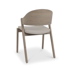 Astra Grey Oiled Oak Ply Back Chair in Grey Bonded Leather