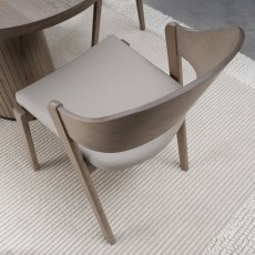 Astra Grey Oiled Oak Ply Back Chair in Grey Bonded Leather