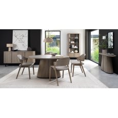 Astra Grey Oiled Oak Ply Back Chair in Grey Bonded Leather