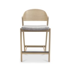 Astra Scandi Oak Bar Stool in Grey Fabric - Single