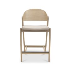 Astra Scandi Oak Bar Stool in Ivory Bonded Leather - Single