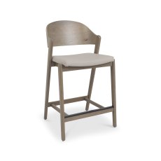 Astra Grey Oiled Oak Bar Stool in Grey Bonded Leather - Single