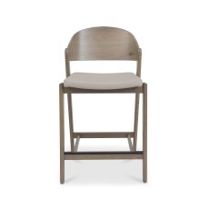 Astra Grey Oiled Oak Bar Stool in Grey Bonded Leather - Single