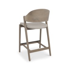 Astra Grey Oiled Oak Bar Stool in Grey Bonded Leather - Single