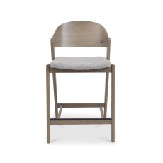 Astra Grey Oiled Oak Bar Stool in Grey Fabric - Single