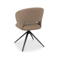 Stella 360° Self Returning Swivel Chair in a Mocha Beige Boucle Fabric with Black Legs