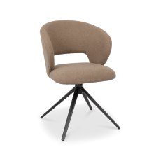 Stella 360° Self Returning Swivel Chair in a Mocha Beige Boucle Fabric with Black Legs