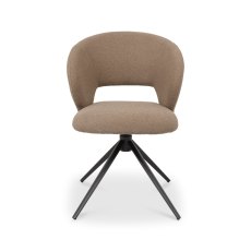Stella 360° Self Returning Swivel Chair in a Mocha Beige Boucle Fabric with Black Legs
