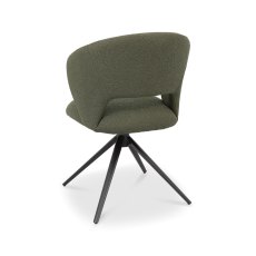Stella 360° Self Returning Swivel Chair in a Green Boucle Fabric with Black Legs