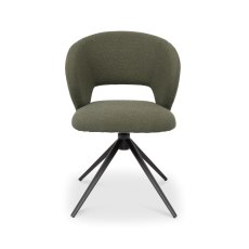 Stella 360° Self Returning Swivel Chair in a Green Boucle Fabric with Black Legs