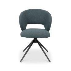 Stella 360° Self Returning Swivel Chair in a Blue Boucle Fabric with Black Legs