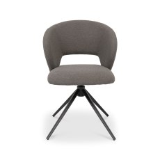 Stella 360° Self Returning Swivel Chair in a Grey Boucle Fabric with Black Legs