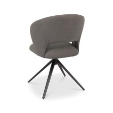 Stella 360° Self Returning Swivel Chair in a Grey Boucle Fabric with Black Legs