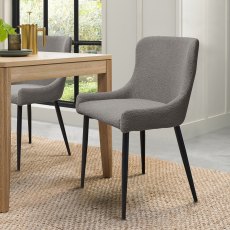 Rubens Grey Boucle Fabric Chair with Black Legs