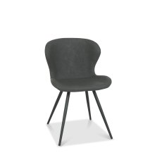 Arlo Dark Grey Faux Leather Chair with Black Legs (Pair)