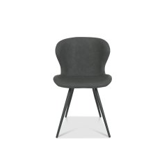 Arlo Dark Grey Faux Leather Chair with Black Legs (Pair)