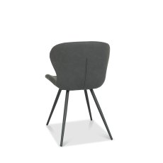 Arlo Dark Grey Faux Leather Chair with Black Legs (Pair)
